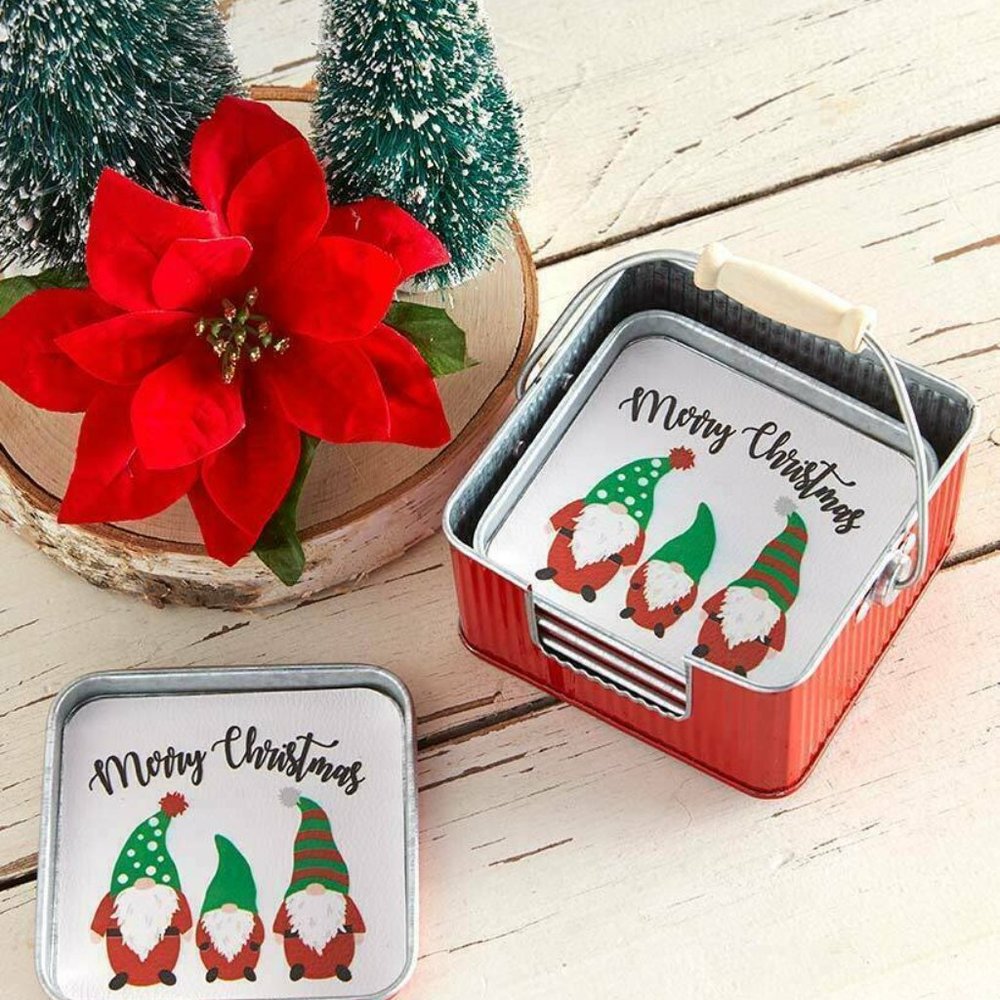 5-Pc. Holiday Christmas Coaster Set - Gnome